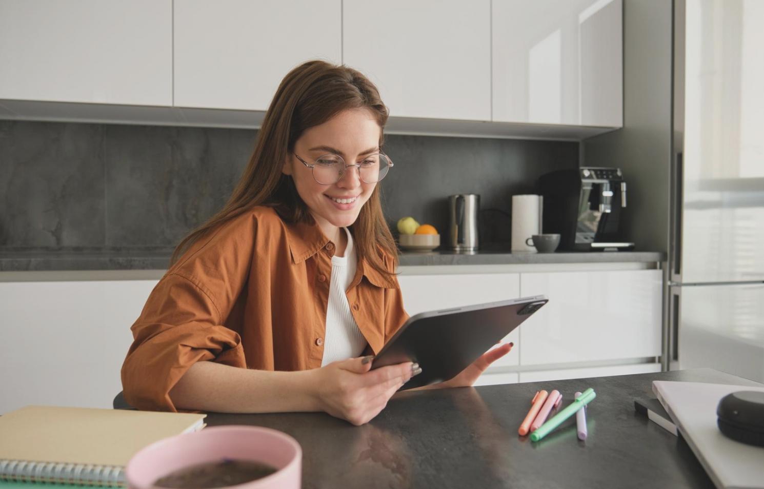 Modern financial education classroom with interactive learning setup